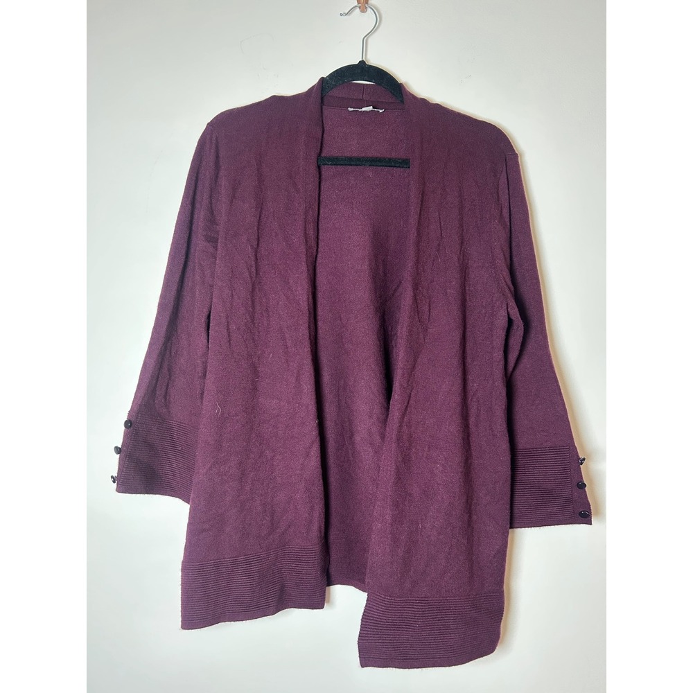 EVOLUTION BY CYRUS Womens Burgundy Cardigan Sweater XL Button Sleeve Lightweight